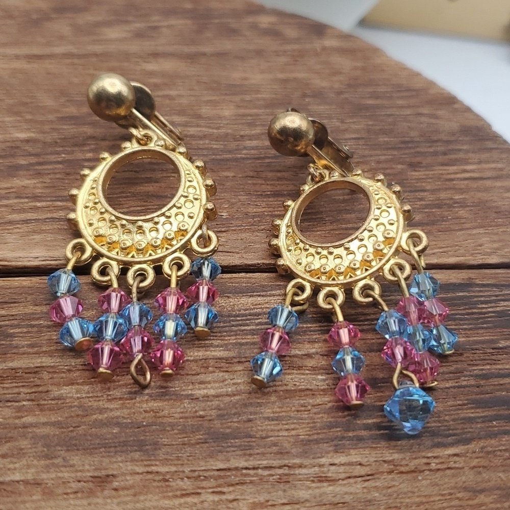 Cotton candy‎ moonshine dangle earrings E764